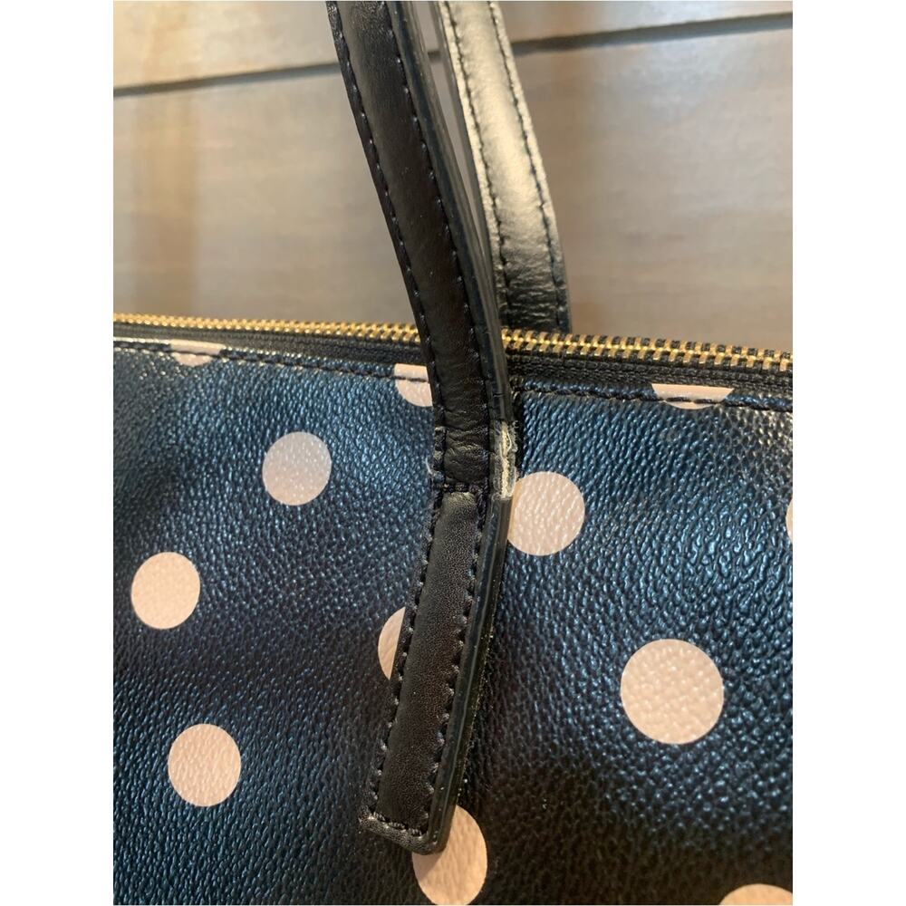 Kate Spade Adaira Wellesley Polka Dot Diaper Tote Bag Black Tan Preppy - Picture 5 of 16